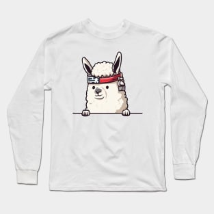 Sneaky japanese Alpaca so cute Long Sleeve T-Shirt